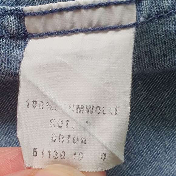 Size L Chest 46-48" Collar 40cm Vintage Short Sleeve Denim Shirt - Picture 8 of 8